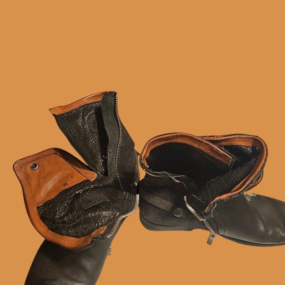 Leather Suede Biker Ankle Boots A.S.98 Airstep Sz 40 Buckle Zipper Snap Insoles - Picture 7 of 10